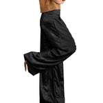 Glamy™ - Smooth High Waist Satin Short Sleeves & Pant Suit (2 Pcs)