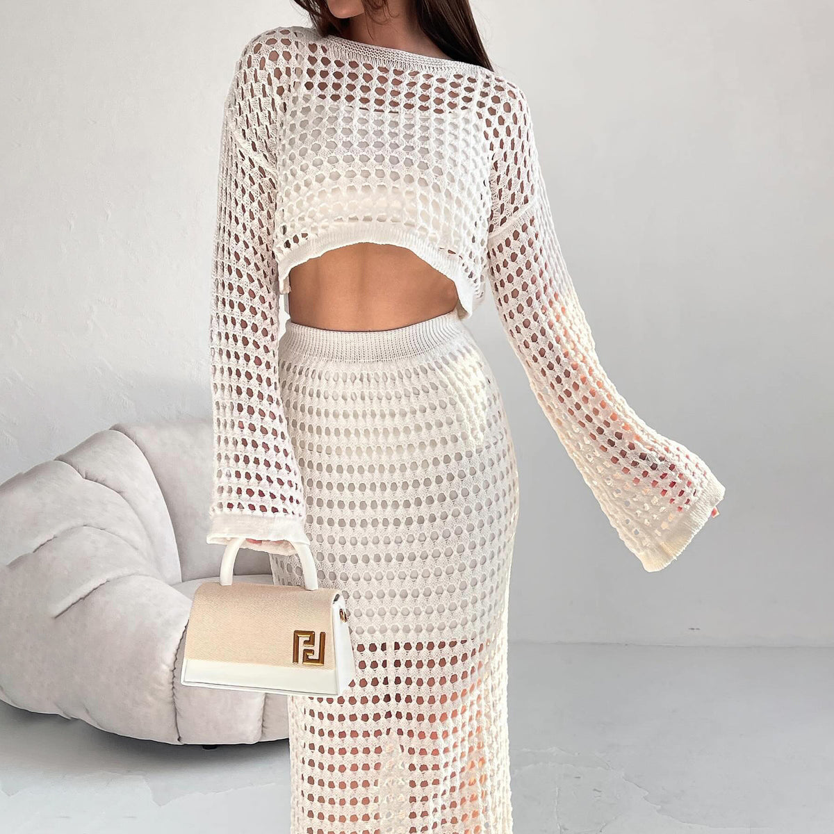 Holena™ - Cotton Knitted Net Woven Hollow-out Suit