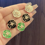 Silver Needle Camellia Earrings