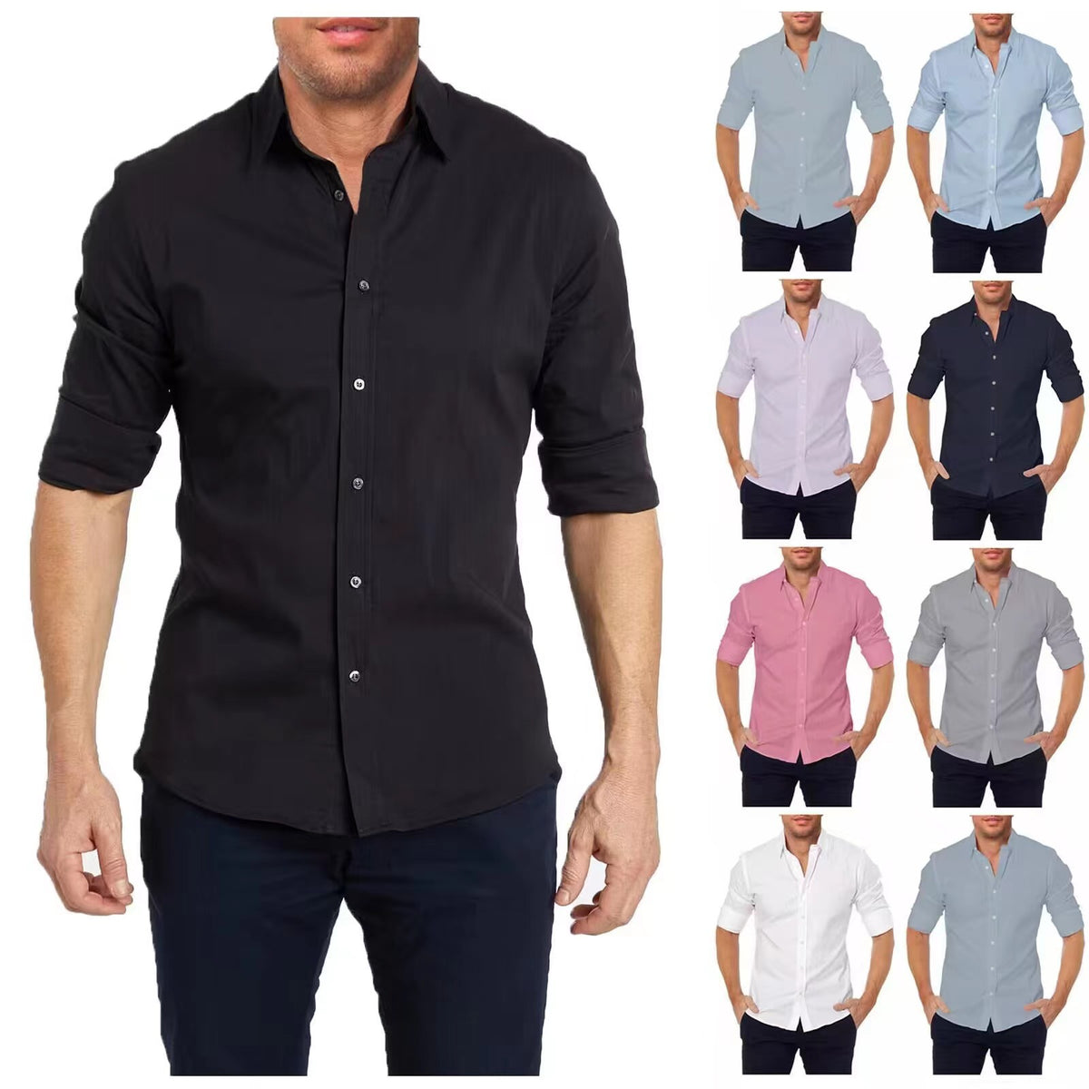Stretchy Men's Shirt Zip Shirt