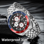 LIGE Pepsi - Dial Waterproof Quartz Watch